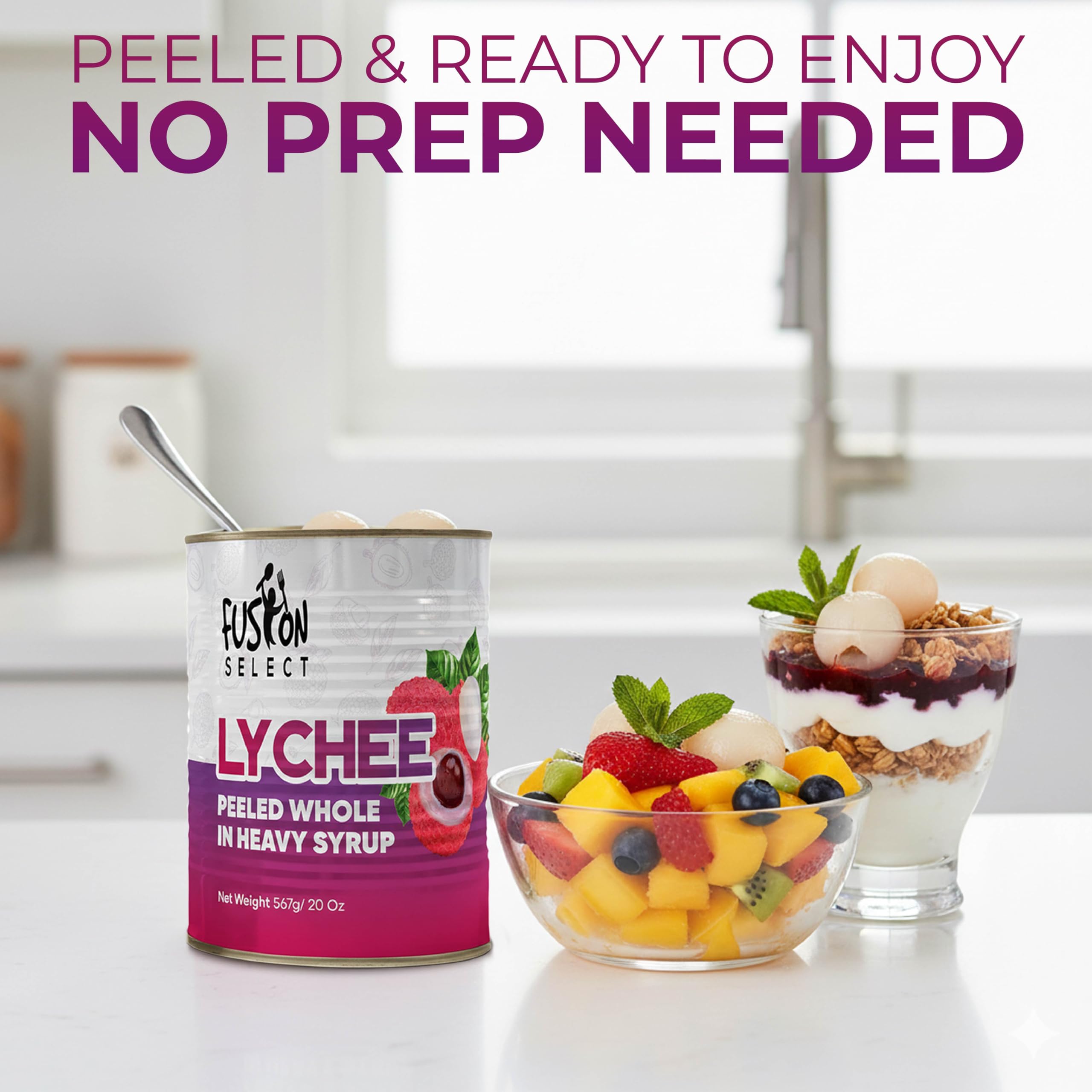Amazon.com : Fusion Select 1 Pack Canned Lychees in Syrup - Ready